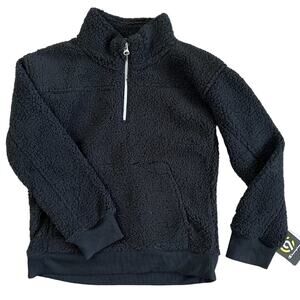 C9 Champion Girls' Black Sherpa Fleece Quarter Zip Pullover - Size Large - NWT